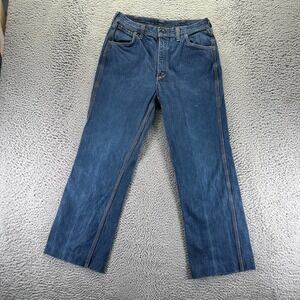 Vintage Red Snap Jeans Mens 30x27 Blue Cotton Denim Straight Leg Baggy Workwear